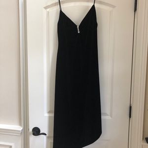 Black strapless velvet dress
